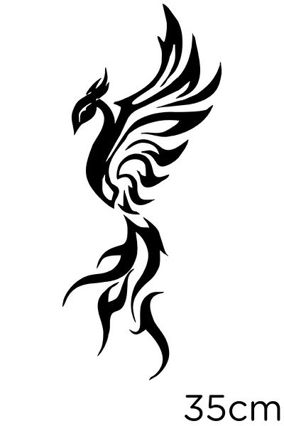 New Jargon Vedere laterală din linii Autocolant Phoenix 35cm - Negru