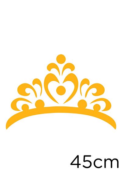 New Jargon Flower Pattern Shaped Princess Crown Sticker Paste 45cm - Yellow