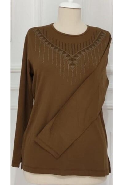 Nacar Anne Yaka Taşlı Bluz Penye