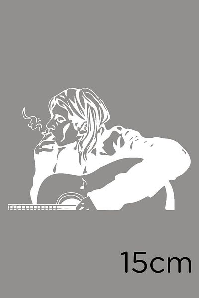 New Jargon Autocolant pentru adolescent pregătit să cânte la chitară Lipire 15 Cm - Alb