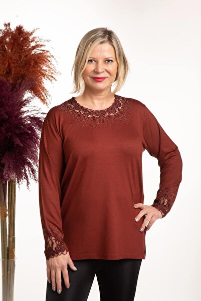 Nacar Dantelli Anne Bluz( Kalite Renk Ve Beden Aynıdır Yaka Deseni Işleme Des...