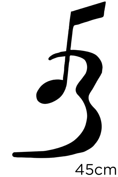 MIGNATIS Autocolant Chitară și Notă Muzicală Lipire 45 Cm - Negru