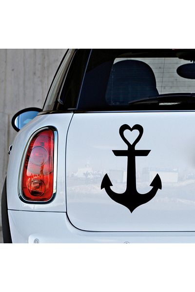 New Jargon Autocolant cu icoană inimă și ancoră de mare 35 cm - negru