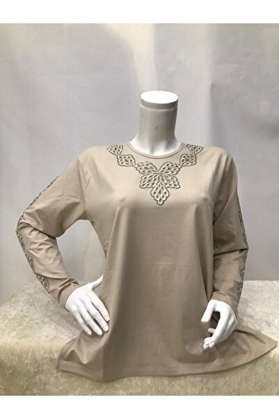 Nacar Anne Yaka Süslü Bluz Penye( Yaka Deseni Farklılık Gösterebilir )