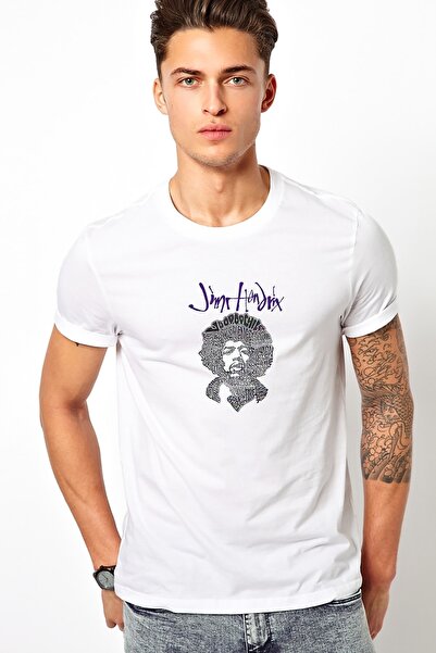QIVI Jimi Hendrix 1 Štampano Bela muška Pleteno majica T-shirt T-shirt majica