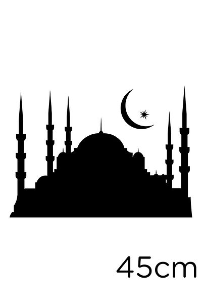 New Jargon Autocolant Moscheea Istanbul cu Lună și Steaua Pe El 45cm - Negru