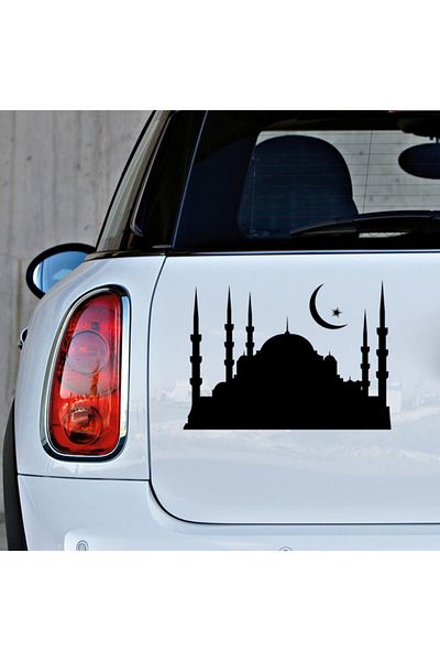 New Jargon Autocolant Moscheea Istanbul cu Lună și Steaua Pe El 45cm - Negru