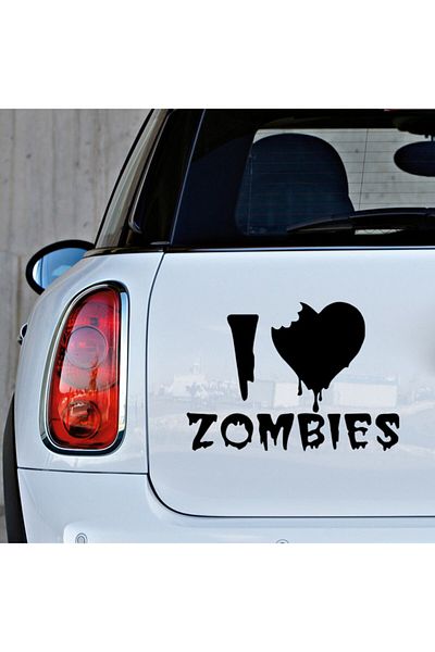 New Jargon Autocolant Text I Love Zombies Lipire 45cm - Negru