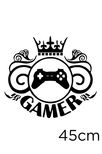 New Jargon Autocolant Gamer Text Play Staion și King Crown 45cm - Negru