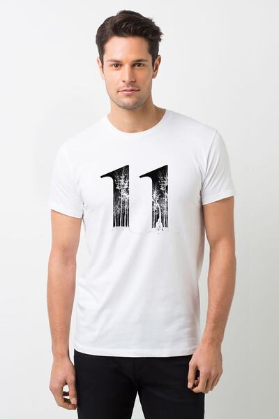 QIVI Tricou tricotat pentru bărbați, alb, cu imprimeu Stranger Things Eleven 11