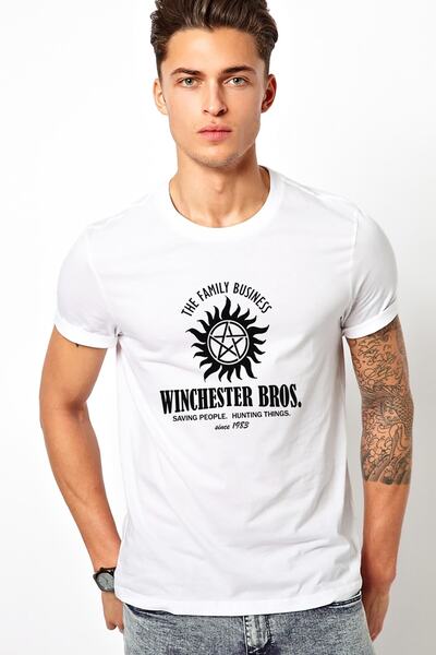 QIVI Supernatural Winchester Bros Štampano bela muška Pleteno majica
