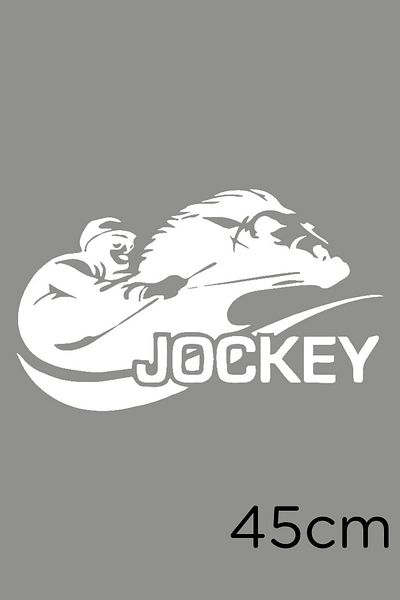 New Jargon Autocolant de perete cu jockey și cal în galop 45 cm - alb