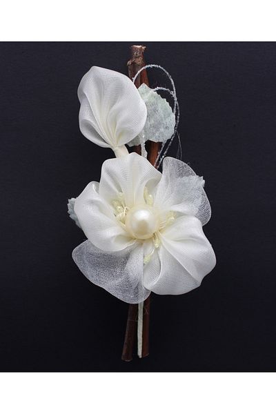 Lora Wedding Κιτ λουλουδιών από ύφασμα σατέν 15cm Κρεμ Χρώμα 12 Τμ