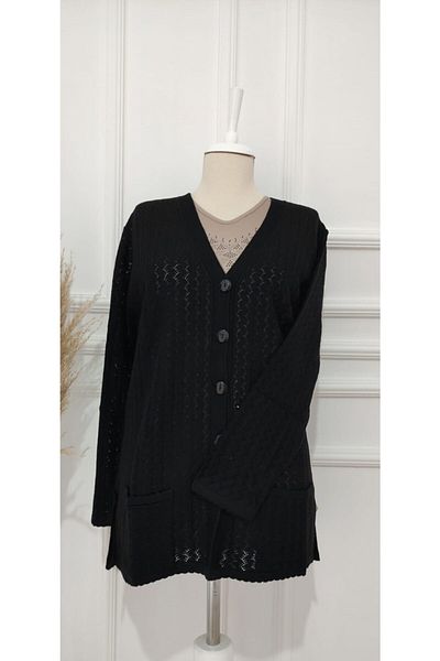 nacar çarşı Women's Black Mother Thin Knitwear Cardigan