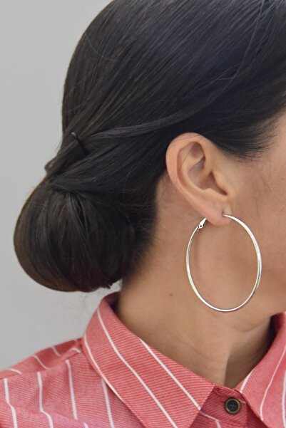 Rey Polo Kadın Büyük Halka Küpe Gümüş Renk