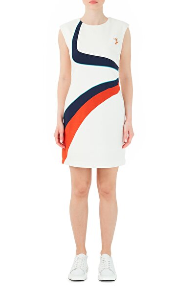 Ruck & Maul Kadın Beyaz Pamuklu Bisiklet Yaka Mini Elbise  Rmw19000702