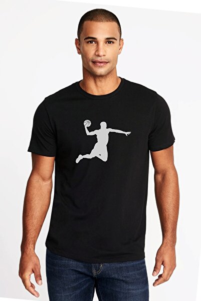 QIVI Silueta Košarkaška Štampano Crna Muška Pleteno Majica T-shirt T-shirt