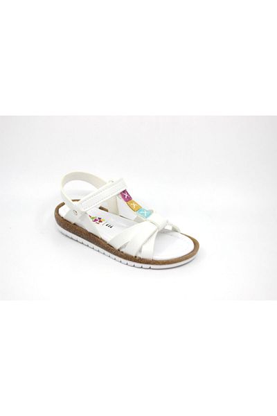 Zerhan Sandale albe cu velcro pentru fete Wendy 24