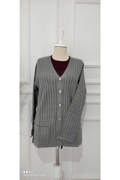 nacar çarşı Women's Gray Thin Knitwear Cardigan