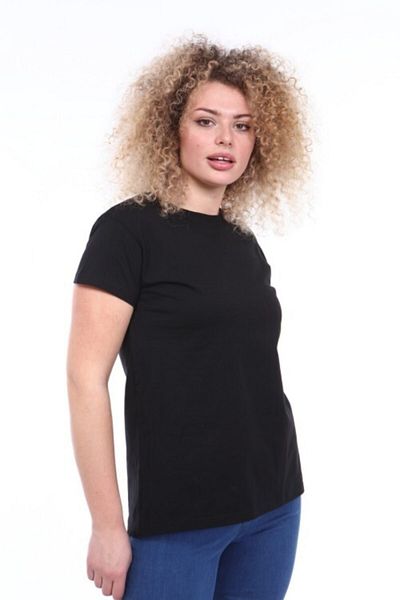 İkmal Women's Black Long Back Plain T-Shirt