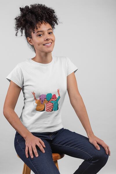 ErTaPassage Fetele fericite albe cu imprimeu Femeie tricou - T3281915