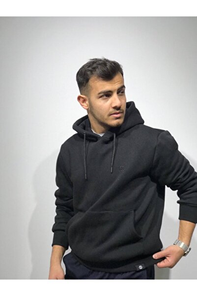 MRT WEAR Erkek Siyah Kapüşonlu Sweatshirt