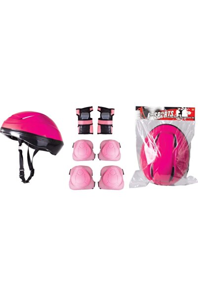 F-Sports Furkan Toys Pembe Bisiklet Scooter Kask Dizlik Dirseklik Koruyucu Set