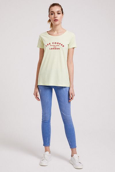Lee Cooper Women's London O Neck T-Shirt Lime 202 LCF242015