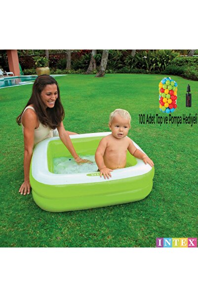 hediyecik Şişme Yumuşak Taban Kare Bebek Oyun Havuzu Set 85x85x23 cm Top Ve P...