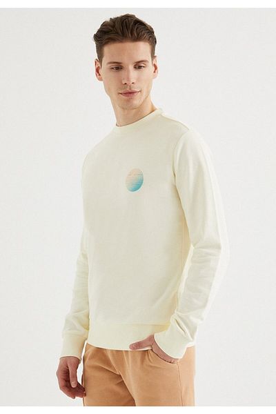 WESTMARK LONDON Мъжки суитшърт с кръгло деколте в екрю цвят