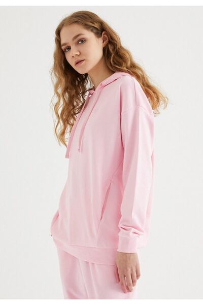 WESTMARK LONDON Women's Pink Oversize Fit Hooded Sweatshirt