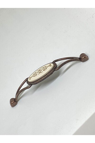 İNTERİO Porselen Görünümlü Seçil Antik  Yaldız Desen Bakır Kulp 128 mm 5 Adet