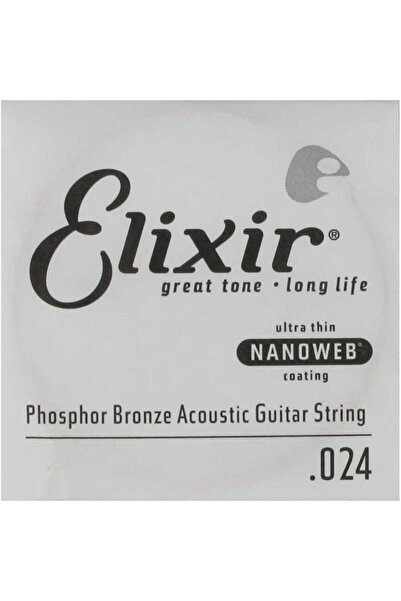 Elixir 14124 Nanoweb Phosphor Bronze Tek Akustik Gitar Teli (24)