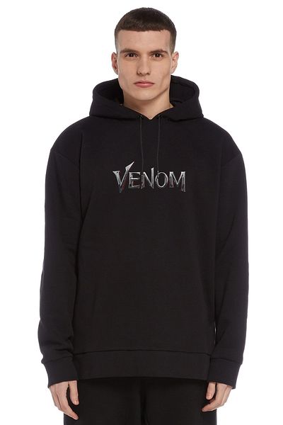 QIVI Venom Logo Printed Men's Black Sweatshirt - Hooded, Long Sleeve