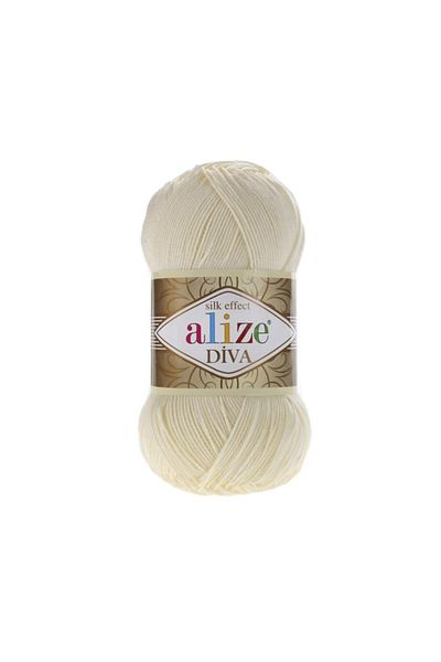 Alize Νήματα πλεξίματος χεριών Diva Mercerized 100GR - Σκούρο Κρεμ Χρώμα 01