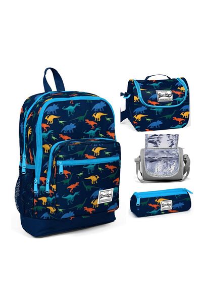 Yaygan Geantă pentru școală primară Coral High cu patru compartimente cu model de dinozaur și rulou 23115