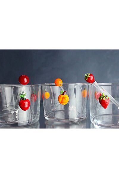 ADAMODART 3-Piece Jam Bowl with Strawberry & Cherry & Apricot Figures
