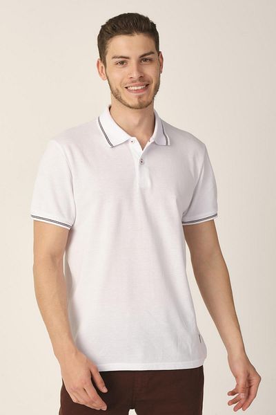 ALEXANDERGARDI Pánské bílé tričko s polo výstřihem Regular Fit (e21-8103)