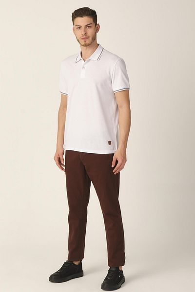 ALEXANDERGARDI Pánské bílé tričko s polo výstřihem Regular Fit (e21-8103)