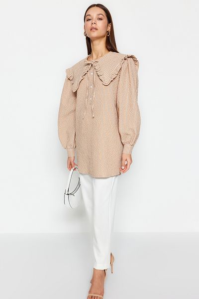 Trendyol Modest Guler maro pentru bebeluși, tunică țesută cu modele vichy TCTSS23UK00065