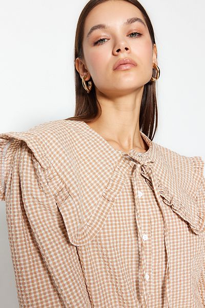 Trendyol Modest Guler maro pentru bebeluși, tunică țesută cu modele vichy TCTSS23UK00065