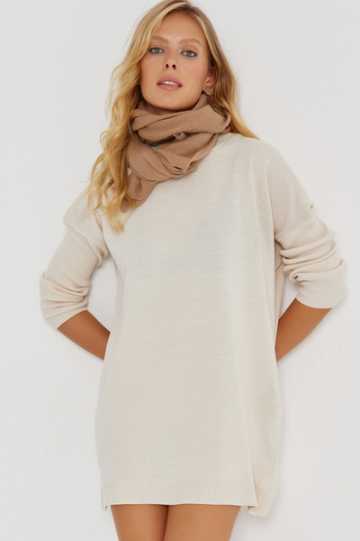 Cool & Sexy Γυναικείο πλεκτό βανίλια τουνίκ YV110