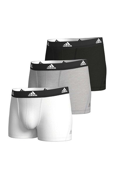 adidas Herren Boxershorts, 3er Pack - Trunks, Active Flex Cotton, Logo, einfarbig