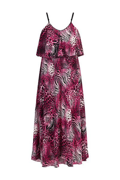 Faina Hayvan Desenli Maxi Elbiseler