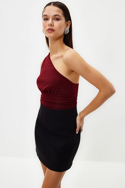 Trendyol Collection Плетено бюстие с блестящо бордо - с подплата, TPRSS23BS00011