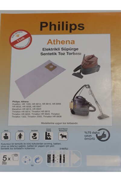 YEŞİLYURT AVM Sac de praf sintetic lavabil ATHENA - 5 bucăți (X2=10 bucăți)