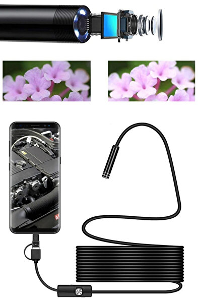 qasul YENİ NESİL Su Geçirmez Endoskop Yılan Video Kamera Led'li 10 Metre 7 Mm...