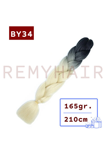 REMY HAİR جدائل شعر أفريقية - لون أسود وأصفر بلاتيني BY34 - 165 جرام