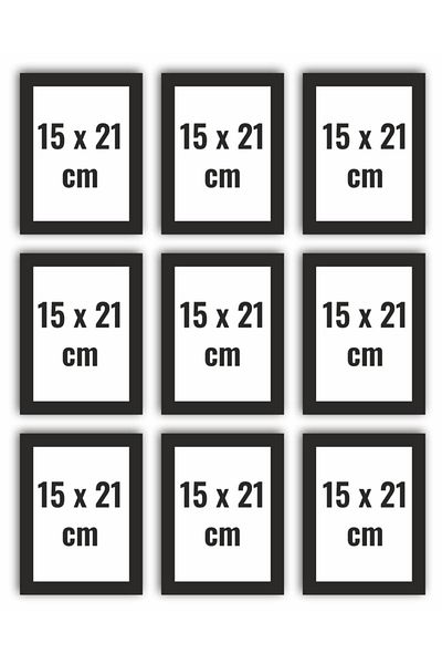 AS TİCARET Pvc Glass Black Frame Set 9 Pieces A5 15cmx21cm