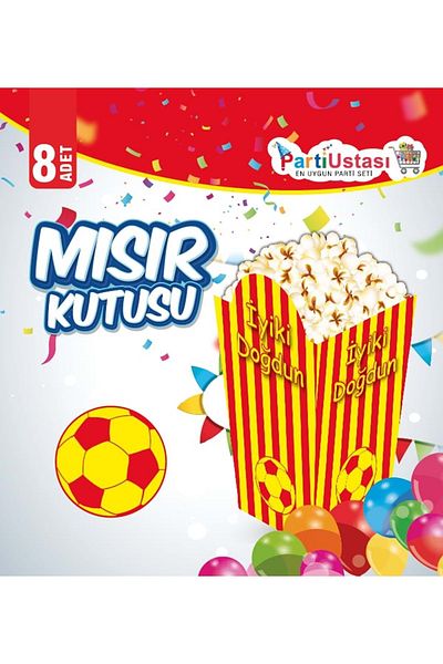 TURKUAZ PARTY Corn Box - Yellow Red - 15x15 Cm